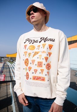 Pizza Menu Guide Mens Graphic Sweatshirt 