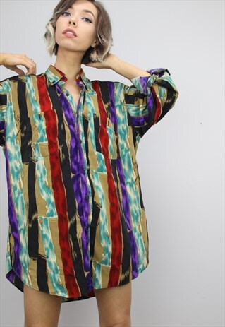 VINTAGE 80S/90S OVERSIZED PATTERNED SHIRT