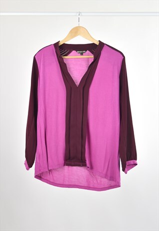 00S VINTAGE TAILORING LONG SLEEVE BLOUSE TOP PINK & BURGUNDY