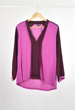 00s Vintage Tailoring Long Sleeve Blouse Top Pink & Burgundy