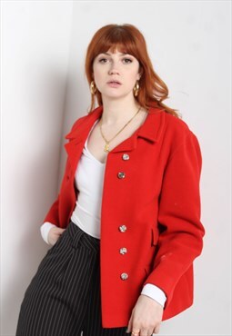 Vintage 90's Wool Pea Coat Jacket Red