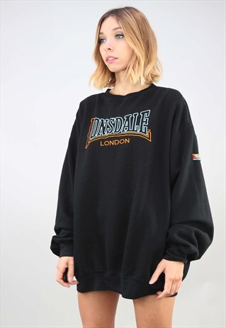 VINTAGE RETRO OVERSIZED BLACK LONSDALE SWEATSHIRT