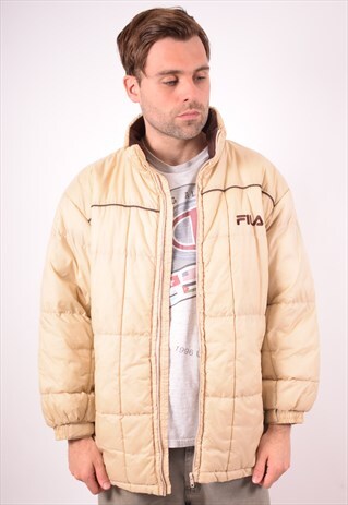 FILA MENS VINTAGE PADDED JACKET XL BROWN 90S