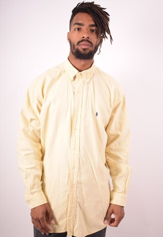 RALPH LAUREN MENS VINTAGE SHIRT XL YELLOW 90S