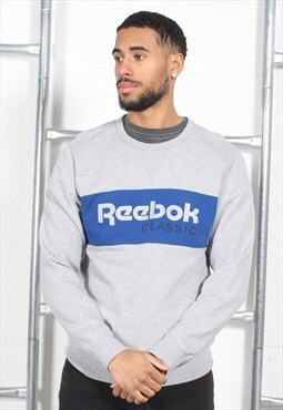 Vintage Reebok Sweatshirt in Grey Pullover Jumper Medium