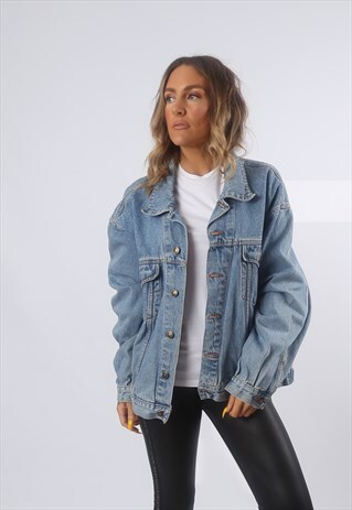 DENIM JACKET OVERSIZED FITTED VINTAGE UK 18 (BG2L)