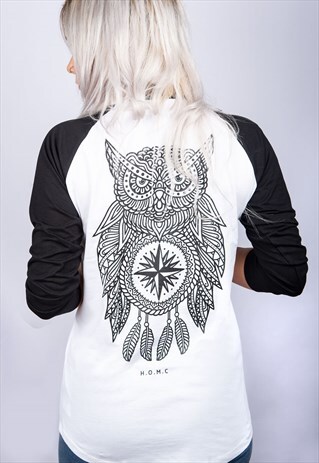 OWL MANDALA 3/4 SLEEVED RAGLAN