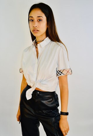 VINTAGE BURBERRY NOVA PRINT WHITE SHIRT