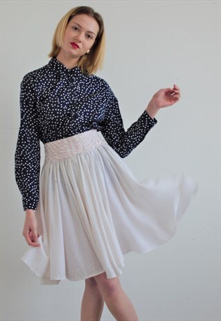 POLKA DOT PLEATED SWING SKIRT