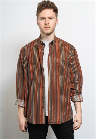 VINTAGE CORDUROY STRIPED CORD SHIRT