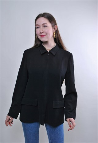 LEATHER GRUNGE JACKET, 90S BLACK LEATHER BLAZER