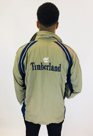 TIMBERLAND EMBROIDERED SPELL OUT WINDBREAKER JACKET