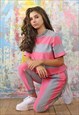 PINK N GREY STRIPE BOX TOP & JOGGER CO-ORDINATES