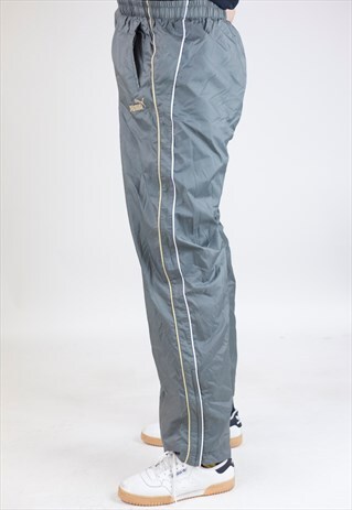 VINTAGE 90'S PUMA GREY SHELL TRACKSUIT BOTTOMS