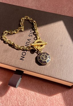 Authentic Louis Vuitton Brown Pendant Reworked Bracelet