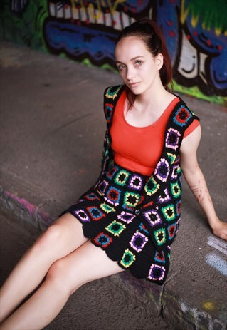 VINTAGE 1970'S GRANNY SQUARE CROCHET SUIT