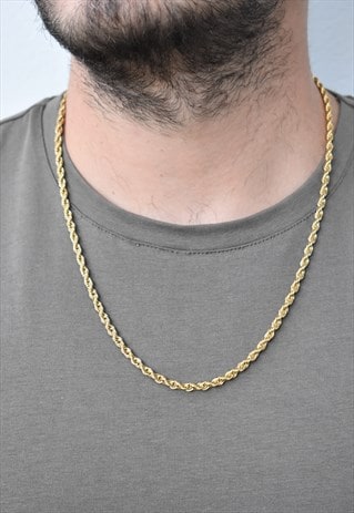 5mm gold rope chain on neck