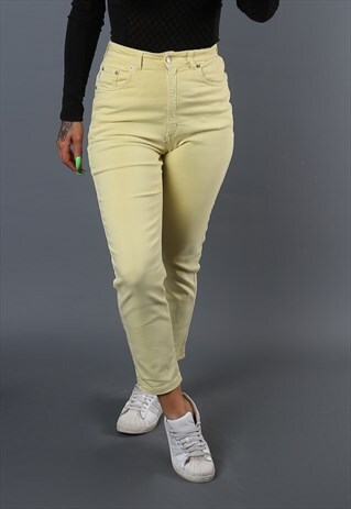 HIGH WAISTED JEANS STRAIGHT LEG UK 8-10 VINTAGE (G63Z)