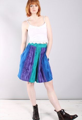 VINTAGE 80S PATTERNED BLOCK STRIPE CULOTTE SHORTS