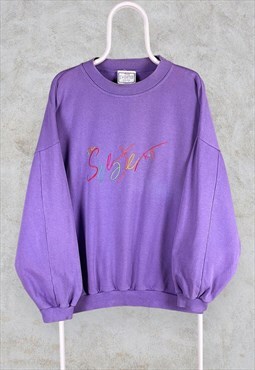 Vintage The Sweater Shop Sweatshirt Purple Embroidered XL