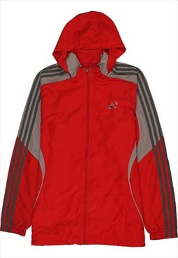 Vintage 90's Adidas Windbreaker Hooded Full Zip Up Red