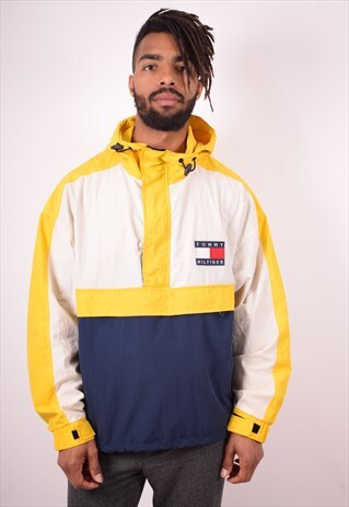 TOMMY HILFIGER MENS VINTAGE PULLOVER JACKET LARGE MULTI 90S