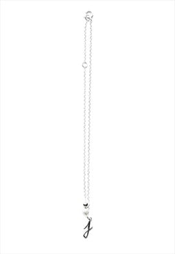 J Initial Anklet 925 Sterling Silver