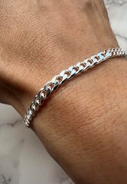 Classic design Sterling Silver 3.6mm Curb Chain bracelt 7.5"