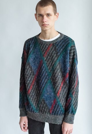 VINTAGE 80S FUNKY DADS WOOL JUMPER