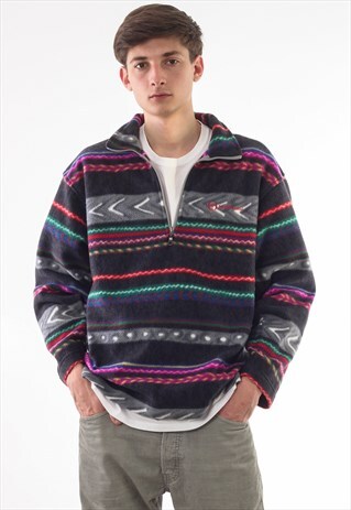 VINTAGE SERGIO TACCHINI PULLOVER JACKET 90S GREY AZTEC