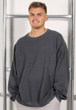 Vintage Sweatshirt in Grey Crewneck Plain Jumper XXL