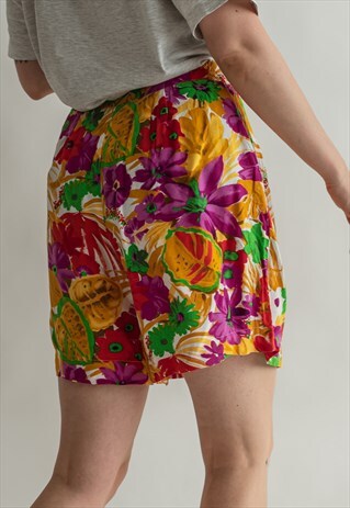 VINTAGE 70S FLORAL MIDI SKIRT WITH POCKETS