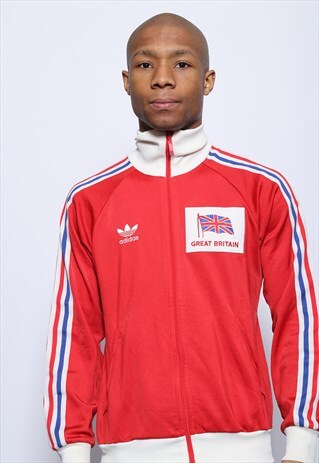 VINTAGE ADIDAS LOGO GREAT BRITAIN TRACK JACKET RED
