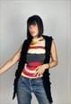 Free Shipping-Vintage 00s Chunky Knitted  Hooded Vest