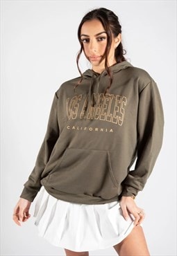 JUSTYOUROUTFIT Khaki 'Los Angeles' Graphic Hoodie