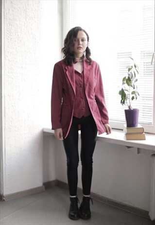 VINTAGE 90'S BURGUNDY RED DOUBLE LAYER JACKET