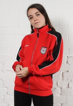Vintage Umbro Track Jacket in Red with Spell Out Logo XS
