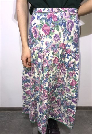 VINTAGE 90' BEAUTIFUL COOL FLOWER PRINTED SUMMER SKIRT