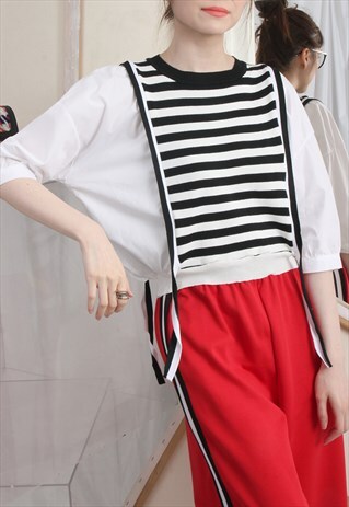BRETON STRIPE KNIT PANELS MIXED SHIRT