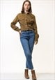 80S VINTAGE CORDUROY BROWN KANGAROO WOMAN SHIRT SIZE S 5583