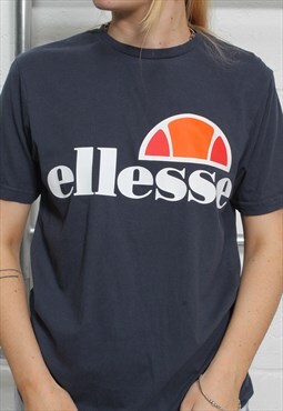 Vintage Ellesse Basic Sport T-Shirt in Navy w Logo Small