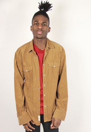 VINTAGE TAN FITTED CORD SHIRT