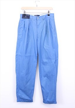 Vintage Ralph Lauren Trousers Blue Relaxed Fit Straight Leg 
