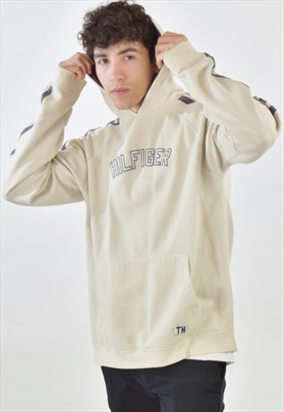 VINTAGE 90S OFF WHITE TOMMY HILFIGER HOODIE