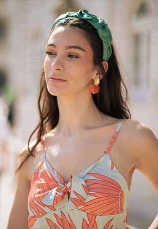 LEAF GREEN THICK SATIN PINTUCK HEADBAND