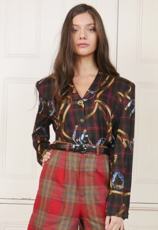 VINTAGE 80S BLOUSE BAROQUE PRINT