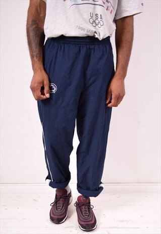 NIKE MENS VINTAGE TRACKSUIT TROUSERS LARGE BLUE 90S