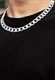 54 Floral 12mm 30" Silver Plated Curb Necklace Chain