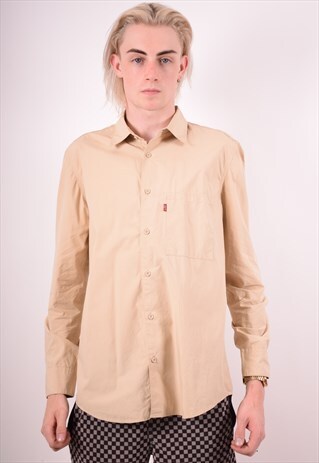 LEVI'S MENS VINTAGE SHIRT MEDIUM BEIGE 90S