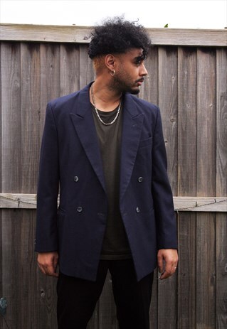 VINTAGE SKOPES PURE WOOL NAVY BLAZER JACKET